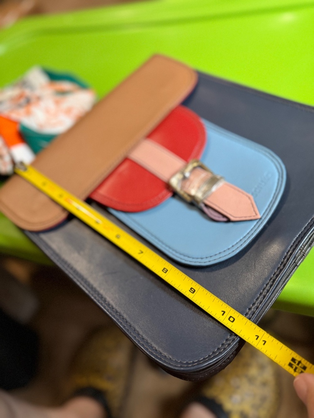 Well made, genuine leather color block backpack, made by Soruka, - Picture 2 of 14